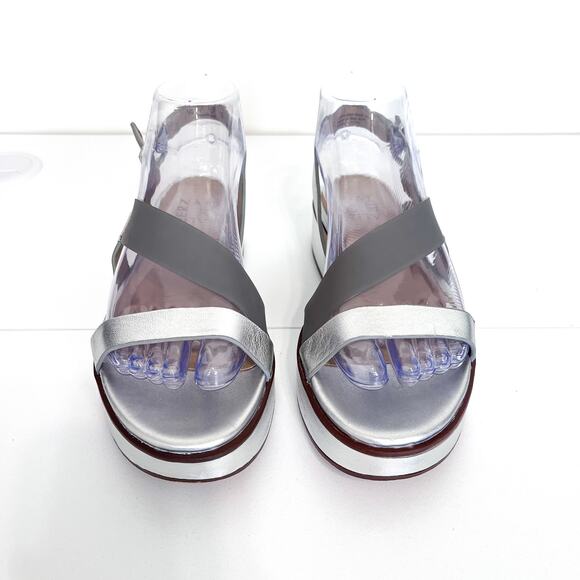 Naturalizer Comfort Platform Womens Sandals Size 7M Silver Leather Open Toe - Picture 6 of 10